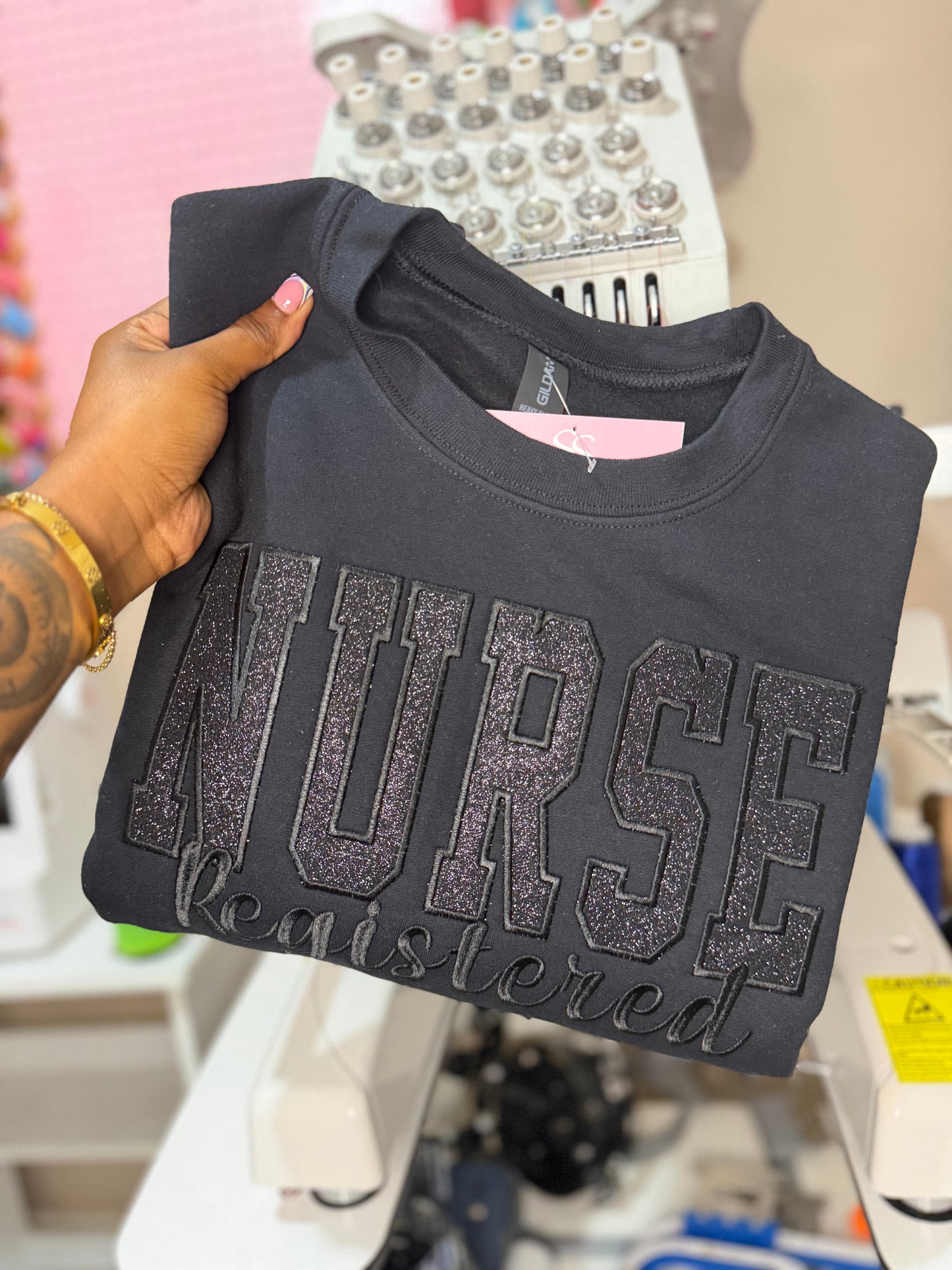 Midnight Sparkle Nurse Crewneck
